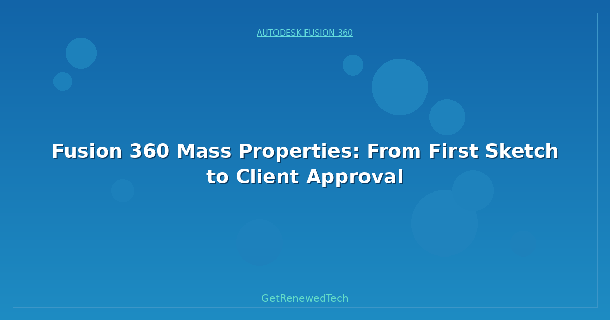 Blog Fusion 360 Mass Properties From First Sketch To Client Appro